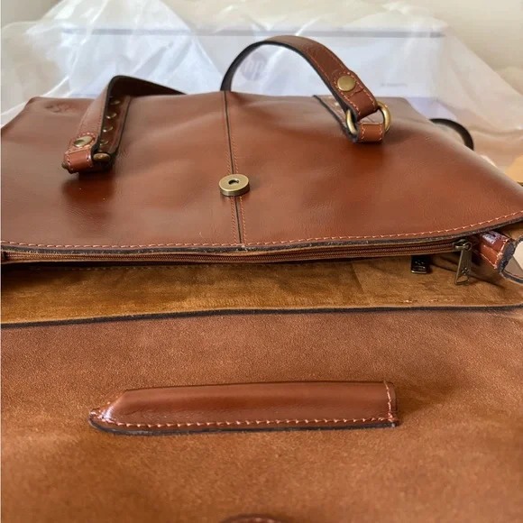 Patricia Nash Tan Leather Briefcase style Tote bag Heritage Amersham - Picture 8 of 16